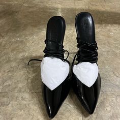 These Shoes Were Recently Purchased From Femma La Website. Sized 11. These Shoes Do Run Small And The Plastic Doesn’t Have Any Stretch. If You’re A Size 9.5- 10 With A Narrow Foot Or No Bunions This Would Be Ideal. Elegant Lace-up Heels, Lace-up Party Heels With Removable Insole, Classic Wingtip Lace-up Shoes With Removable Insole, Elegant Lace-up Heels With Removable Insole, Designer Lace-up Heels With Wrapped Heel, Formal Lace-up Patent Leather Heels, Chic Patent Leather Lace-up Heels, Elegant Lace-up Patent Leather Heels, Elegant Patent Leather Lace-up Heels