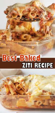 an easy baked ziti recipe in a casserole dish