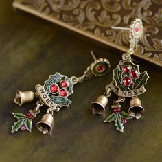 Hey, I found this really awesome Etsy listing at https://www.etsy.com/listing/237644778/christmas-earrings-holly-earrings-sweet Lucite Flower Earrings, Bell Earrings, Art Nouveau Earring, Holly Christmas, Hippie Wedding, Christmas Elements, Locket Bracelet, Jewelry Holiday, Holiday Earrings