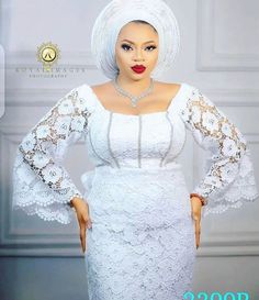 Nigerian Fabric White, Lace Blouses And Wrapper For Women Nigerian, Nigerian Lace Blouses For Wrapper 2022, Cord Lace Gown Styles, Bride Blouse, Kaftan Outfit, Iro And Buba, Lace Blouse Styles, Lace Skirt And Blouse