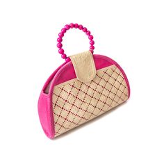 Add a fun, sustainable, chic bag to your look this season. Handmade by aritisans with Original "Paja Toquilla" Handwoven in Monte Cristi, Ecuador Handle is made with 100% Tagua Nuts Bag: 13" x 9.5" x 3.25" Handle: 5.5" wide Snap closure, interior pocket Eco-friendly Shoulder Bag With Detachable Handle, Chic Handheld Handwoven Shoulder Bag, Chic Handwoven Top Handle Bag, Everyday Handheld Clutch With Braided Handles, Handheld Eco-friendly Shoulder Bag With Detachable Handle, Pink Bucket Bag With Braided Handles And Top Handle, Pink Handheld Bucket Bag, Chic Pink Beach Bag For Daily Use, Eco-friendly Shoulder Bag With Round Handle For Shopping