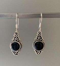 Black onyx earrings, Flowers black onyx earrings Silver Earrings With Black Enamel As A Gift, Black Sterling Silver Jewelry With Matching Earrings, Classic Black Jewelry As Gift, Classic Black Jewelry For Gift, Onyx Drop Earrings As A Gift, Onyx Drop Earrings Jewelry Gift, Black Enamel Dangle Earrings For Gift, Classic Onyx Earrings Gift, Onyx Jewelry Set With Matching Earrings For Gift