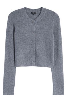 Chilly offices and brisk walks are just two of the places to wear this staple cardi knit from a blend that features a touch of wool and a kiss of cashmere. 18" length Front button closure Crewneck Long sleeves Ribbed cuffs and hem 59% polyamide, 23% viscose, 10% merino wool, 5% cashmere, 3% elastane Dry clean Imported Versatile Winter Cardigan With Buttons, Fall Cashmere Button-up Cardigan, Fitted Gray Wool Cardigan, Staple Cardigan, Crop Cardigan, Cardigan Knit, Favorite Daughter, Romantic Dress, Light Summer