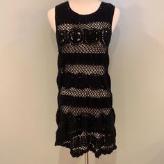 Nwt Abercrombie & Fitch Black Crochet Coverup Beach Coverup Or Dress Size Xs/ Small New With Tags From Abercrombie & Fitch 100% Cotton Boho Black Mini Dress For Beach Cover-up, Black Sleeveless Crochet Beach Dress, Black Sleeveless Crochet Dress For Beach, Fitted Black Crochet Beachwear Dress, Fitted Black Crochet Dress For Beachwear, Black Bohemian Crochet Beach Dress, Black Lace Crochet Dress For The Beach, Black Lace Crochet Dress For Beach, Bohemian Lace Mini Dress For Night Out