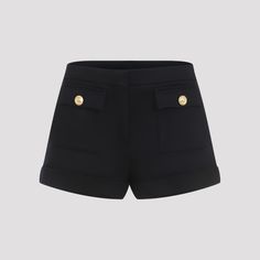 Tom Ford Blue Virgin Wool Bermudas. Crafted from blue virgin wool and cashmere, front concealed zip and button closure, front flap pockets with golden-toned buttons, welt pockets on the back, turn-up edges. Tom Ford Shorts, Leather Cap, Yoga Wear, Denim Pant, Welt Pockets, Midnight Blue, Short Pants, Tom Ford, Womens Shoes Sneakers