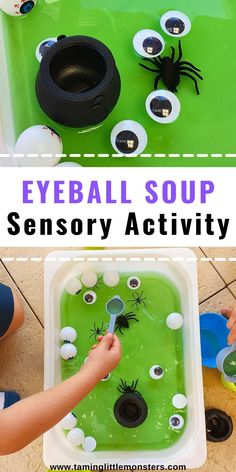 an eyeball soup activity for toddlers to play with and learn how to use it