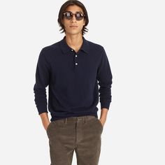 J.Crew: Cashmere Collared Sweater-polo For Men Classy Man Outfits, Teacher Looks, Classy Man, Mens Business Casual, Mens Business, Collared Sweater, Cute Guy, Winter 22, Good Gifts