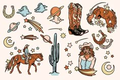 an image of cowboy tattoos on a white background