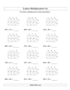 the lattice worksheet is filled with numbers and fractions to make it easier for students