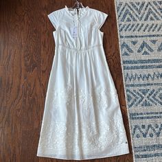 Gorgeous Embroidered White Sleeveless Dress W Lace Detail, Back Zip, Cotton/Poly Blend W Lining. Beautiful! Nwt! Spring White Sleeveless Dress With Floral Embroidery, Sleeveless Floral Embroidery Day Dress, Sleeveless Embroidered Midi Dress For Wedding, Sleeveless Embroidered Dresses For Daywear, Embroidered Sleeveless Dress For Daywear, Sleeveless Embroidered Dress With Lace Trim For Spring, Sleeveless Floral Embroidery Midi Dress For Daywear, Sleeveless Midi Dress With Floral Embroidery For Daywear, White Sleeveless Embroidered Dress For Garden Party