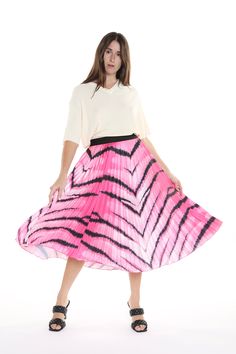 Animal Print Flare with pleats Waist band Regular fit Imported Pink & Yellow Color Available Model is 5 ft 9 in. Wearing S size 65% COTTON 35% POLYESTER Caring for your clothes is caring for the environment Wash your clothes with lower temperature and delicate spin cycles. It helps to maintain the color, shape and structure of the fabric. At the same time it reduces energy consumption that is used in care processes S, M, L KC5128_PINK Spring Stretch Midi Pleated Skirt, Chic Pink Skirt With Accordion Pleats, Pink Accordion Pleats Skirt, Pink Flowy Pleated Skirt, Flowy Pink Pleated Skirt, Pink Full Skirt With Pleated Waist, Pink Accordion Pleats Skirt For Summer, Summer Pink Accordion Pleats Skirt, Spring Pink Pleated Skirt With Elastic Waistband