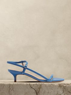 Terzo Leather Kitten-Heel Sandal | Banana Republic Italian Leather Shoes Woman, Italian Heels, Cutest Kittens, T Strap Shoes, Heart Shoes, Italian Leather Shoes, Kitten Heel Sandals, Fancy Shoes, Blue Heels