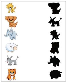 an animal shadow matching game for children