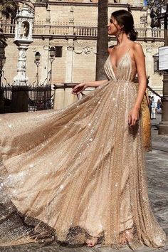 #Sexy Deep V-neck Champagne #Sparkly #PromDress Sparkle Prom Dress, V Neck Prom Dresses, Spaghetti Strap Prom Dress, Tulle Evening Dress, Sweet 16 Dresses, Tulle Prom Dress, Best Wedding Dresses, Cheap Prom Dresses, Prom Gown