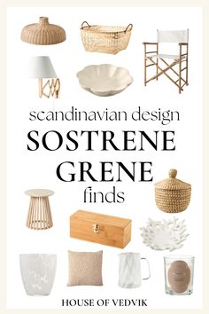 the cover of scandinavian design sostrene grene finds by house of vedvik