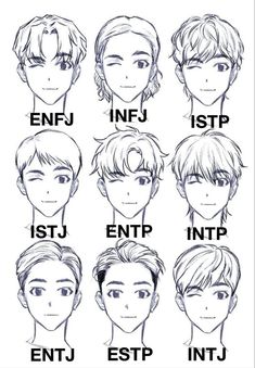 an anime character's face with different hair styles and their name written on it