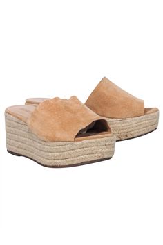 Current Boutique-Schutz - Tan Thanlia Platform Espadrilles Sz 8 Casual Slip-on Wedge Sandals With Textured Sole, Casual Espadrille Wedge Slip-on Sandals, Natural Platform Espadrilles For Summer, Summer Platform Espadrilles In Natural Color, Summer Natural Platform Espadrilles, Summer Platform Espadrilles With Straw, Beach Espadrilles With Textured Wedge Heel, Summer Platform Espadrilles Made Of Straw, Beach Season Platform Espadrilles For Summer Outings