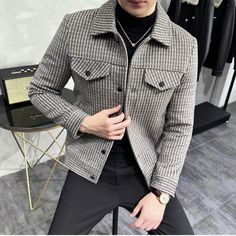 Fascino Jacket – Elavure Trench Coat Casual, Social Clothes, Korea Południowa, Overcoat Men, Short Trench Coat, Windbreaker Jacket Mens, Wool Clothing, Casual Outerwear, Wool Blend Jacket