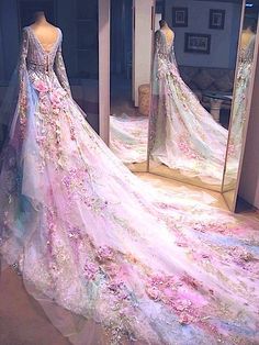 .What is this amazing beautifulness. Actually a direct quote of when I saw it was " Gaah! What is that!? | Pink Wedding Ideas by F&L http://www.pinterest.com/FLDesignerGuide/pinkorchid-wedding/ Elf Queen, Fairy Kingdom, 파티 드레스, Dream Dresses, A Wedding Dress, Fairytale Wedding, Gothic Lolita, Beautiful Gowns