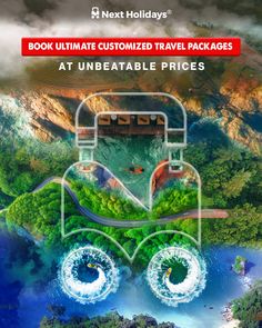 an aerial view of a train traveling through the mountains with text that reads book ultimate customized travel packages at unbeatable prices