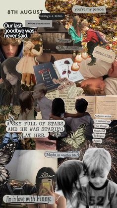 a collage of images with words and pictures on them, including children's books