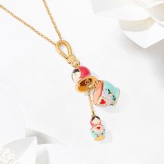 Selenichast Matryoshka Locket Necklace, Enamel Necklace, Birthday Gift for Her, 18K Gold Necklace, Mother's Day Gift for Her Doll Design, Peach Earrings, 18k Gold Necklace, Matryoshka Doll, Jewelry Accessories Ideas, Bee Necklace, Enamel Necklaces, Bee Earrings, Brass Necklace