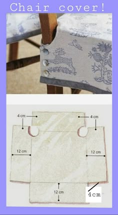 the chair cover is shown with measurements and measurements for each seat, along with an image of