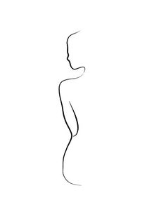 a black and white line drawing of a woman's body with her hand on her hip