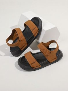 1pair Boys' Casual Flat Anti-Slip Sports Sandals, Color Block Spliced Stitching Technology Beach Shoes, Suitable For Summer Brown Sporty    Colorblock,Plain    Kids Shoes, size features are:Bust: ,Length: ,Sleeve Length: Boys Leather Sandals, Trendy Slippers, Red Bottom Heels, Summer Brown, Boys Sandals, Outdoor Bag, Red Bottoms, Kids Sandals, Summer Boy