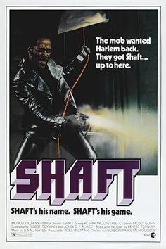 a movie poster for shaft with the caption'shaft'in purple and white