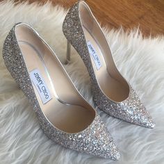 Jimmy Choo Romy Glitter Point Toe Pump. Purchased For Full Price Plus Taxes. Excellent Condition, Worn Twice. Jimmy Choo Wedding Shoes, Jimmy Choo Romy, Jimmy Choo Pumps, Glitter Pumps, Shoes Silver, Jimmy Choo Heels, Glitter Shoes, Pumps Shoes, Wedding Heels