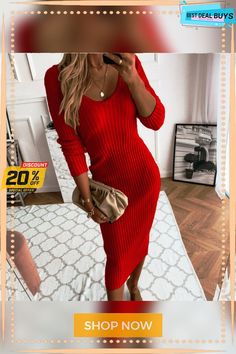 Long Sleeve Pit Strip Dress Winter Bodycon V-neck Dress, V-neck Bodycon Dress For Winter, Red V-neck Bodycon Dress For Winter, Winter V-neck Bodycon Dress, Fall Bodycon V-neck Dress, Long Midi Dress For Date Night In Fall, Fall Date Night Midi Dress, Chic Non-stretch Long Sleeve Bodycon Dress, Chic Solid Color Winter Midi Dress