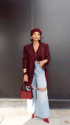 Outfits For A Play, Happy Hour Outfit Black Women, Causal Outfits 2024, Colorful Blazer Outfits, Stylish Work Outfits Summer, Semi Formal Mujer, Work Trip, Baddie Style, Denim On Denim