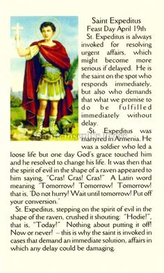 an image of saint expedius with text in the bottom right corner and above it are images of st expedius