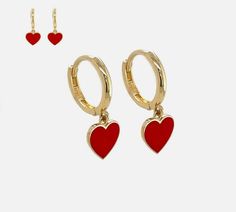 14K Yellow Gold Dangle Heart Shape Huggie Earrings  The Huggie Hoop measures 10 mm in diameter.   Size: 17.8 approximately. Weight: 1.1 grams approximately (pair) These beautiful simple elegant 14k gold heart huggie dangle earrings come in 4 colors: 14K Yellow Gold 14K Yellow Gold with Pink Enamel 14K Yellow Gold with Red Enamel 14K Yellow Gold with White Enamel All are 14K Gold!! Not filled or plated! Beautiful gift! Affordable Huggie Hoop Earrings With Heart Charm, Cheap Huggie Hoop Earrings For Valentine's Day, Cheap Heart Charm Huggie Earrings, Luxury Heart-shaped Huggie Earrings For Gift, Luxury Huggie Earrings For Valentine's Day, Luxury Elegant Huggie Heart Earrings, Cheap Huggie Heart Earrings, Cheap Heart-shaped Huggie Earrings, Luxury Heart Huggie Earrings For Gift