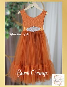 Junior Bridesmaid dress sleeveless burnt orange in mermaid style Burnt Orange Flower Girl Dresses, Orange Flower Girl Dress, Terracota Wedding, Orange Flower Girl, Flower Girl Dresses Country, Orange Mermaid, Sleeveless Flower Girl Dresses, Boho Flower Girl, Mermaid Style Dress