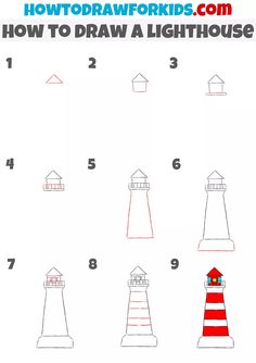 how to draw a lighthouse step by step instructions for kids and beginners in this video, you will learn how to draw a light house