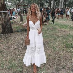 Bohemian Maxi Dress With Spaghetti Straps For Garden Party, Summer Bohemian Maxi Dress With Lace Patchwork, Casual Lace Patchwork Maxi Dress For Beach, Bohemian Summer Maxi Dress With Lace Patchwork, Bohemian Maxi Dress With Lace Patchwork For Summer, Summer Maxi Dress With Lace Patchwork For Vacation, Summer Maxi Dress With Lace Patchwork, Bohemian Lace Maxi Dress For Beach Season, White Boho Dress For Summer Garden Party