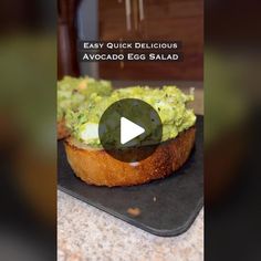 an easy quick delicious avocado egg salad on toasted bread with cheese and mayonnaise