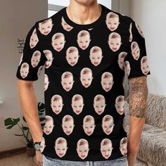 🌟Print your face on a real Men's All Over Print T-shirt. Cheer you up or show your love and support for your loved one with       your awesome idea. To get started, upload your photo ,our design team will work hard to get a perfect cut out of your face       from your uploaded photo.🌟 🌟 How to get your own item: 🌟 👉 1. Choose your style and size. 👉 2. After add to cart & checkout, send us your photo in the best possible resolution via Etsy chat. 👉 3. We will print your own item by using t T Shirt 3d, Fabric Dye, Choose Your Style, Father's Day T Shirts, Cheer You Up, Good Good Father, Real Man, Kids Pictures, All Over