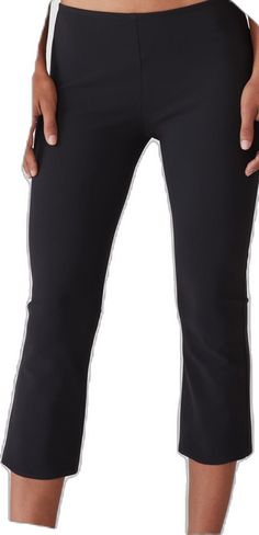 Black 4-way Stretch Pants For Fall, Black Athleisure Bottoms For Work, Black Bottoms Minimal Stretch For Night Out, Chic Black Straight Leg Yoga Pants, Black Pants With Minimal Stretch For Yoga, Mid-rise Black Yoga Pants For Work, Black Yoga Pants With Minimal Stretch, Sleek Black Stretch Dress Pants, Fitted Black Yoga Pants For Work