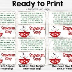 the instructions for how to make snowman soup in red, white and green colors