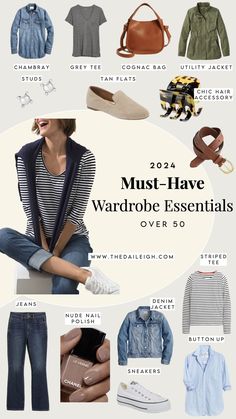 2024 Must-Have Wardrobe Essentials Winter Spring Outfits 2024, Capsule Packing, Clothes Basics, White Jeans Summer, Creating Outfits, Capsule Dressing, Classic Closet, Flattering Outfits