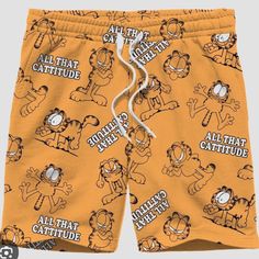 Garfield | Men's Garfield Sarcastic Pajama Shorts - Orange Xl Lounge In Comfort With The Men's Garfield Sarcastic Pajama Shorts In Orange. Crafted From Soft, Breathable And Lightweight Fabric, These Shorts Feature An Adjustable Waistband For A Customized Fit. Easy To Care For, Simply Toss It In A Washing Machine And Tumble Dry For A Quick Refresh. Sit Back, Unwind The Way You Like, And Relax In Style While Wearing These Pajama Shorts. Sizing: Mens Material: 100% Cotton Inseam Length: 11 Inches C Orange Cotton Shorts For Streetwear, Supernatural Dr, Garfield Images, Silly Clothes, Png Clothes, Pajamas Comfy, Swaggy Outfits, Fabric Tape, Adjustable Waistband