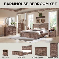 the bedroom set is made up and ready to be used in any home or business