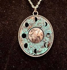 Necklace is silver in color Measures 18, 20, or 24 inches Pendant measures 2 inches in length and 1 inch in width Phases Of The Moon, Small Gift Bags, Hippie Necklace, Moon Phases, Small Gifts, The Moon, Washer Necklace, Hippie Boho, Necklace Etsy