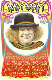 a poster with an image of a man wearing a top hat and rainbows on it