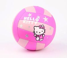 a pink hello kitty volleyball with stars on it