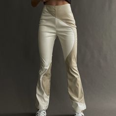 Super Cool Pants Vegan Leather Nwt Retro White Pants For Fall, Trendy Cream Bottoms For Fall, Trendy Stretch Cream Pants, Trendy Cream Stretch Pants, Trendy Fitted Beige Pants, Trendy High Waist Neutral Pants, Casual Beige Leather Pants For Fall, Trendy High-waisted Cream Pants, Trendy Neutral High-waisted Pants