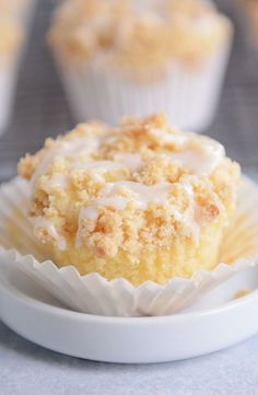 a close up of a muffin on a plate